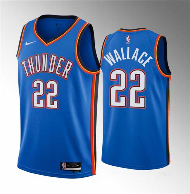 Mens Oklahoma City Thunder #22 Cason Wallace Blue 2023 Draft Icon Edition Stitched Basketball Jersey->oklahoma city thunder->NBA Jersey
